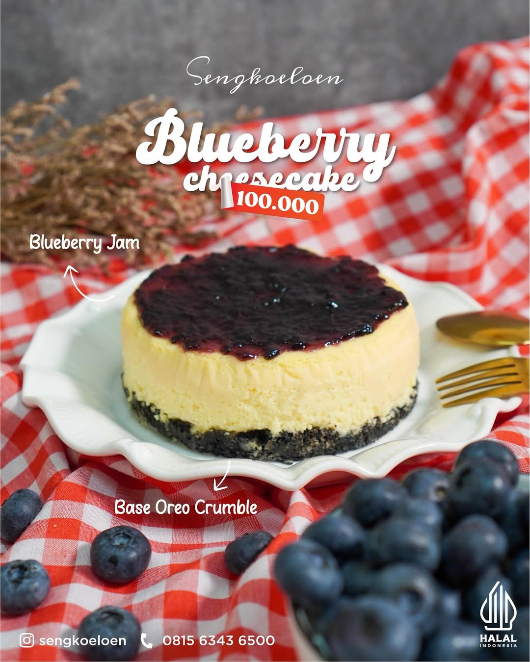 blueberry cheesecake dari sengkoeloen jakarta memiliki rasa lezat dan harga terjangkau sehingga cocok untuk berbagai momen